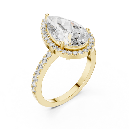 Pear Cut Diamond Halo Ring – Elegant Diamond Engagement Ring.