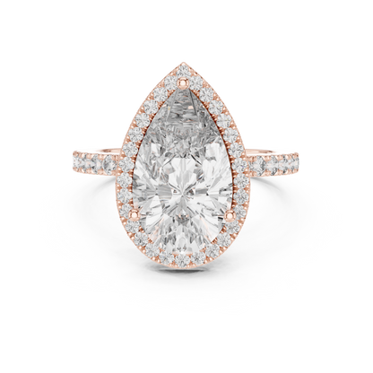 Pear Cut Diamond Halo Ring – Elegant Diamond Engagement Ring.