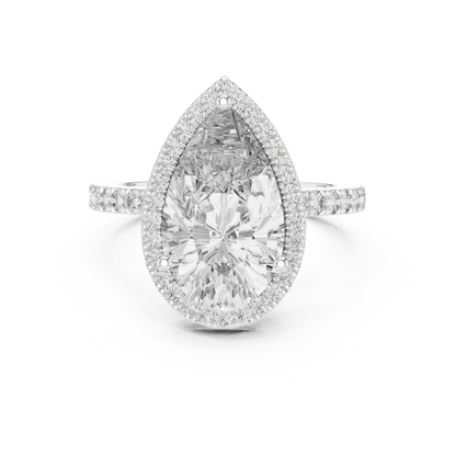 Pear Cut Diamond Halo Ring – Elegant Diamond Engagement Ring.