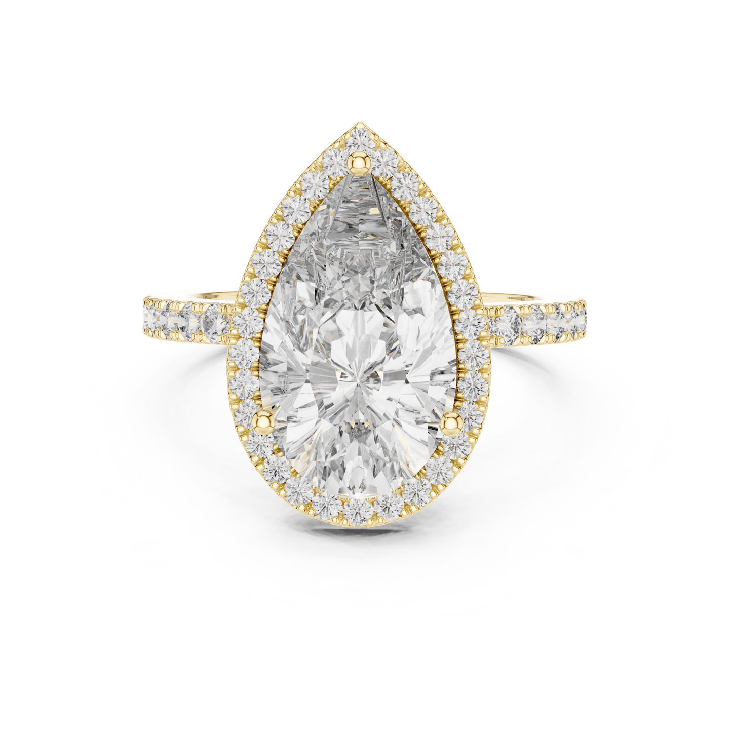 Pear Cut Diamond Halo Ring – Elegant Diamond Engagement Ring.