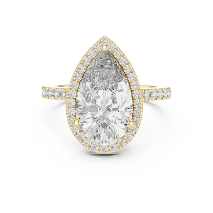 Pear Cut Diamond Halo Ring – Elegant Diamond Engagement Ring.