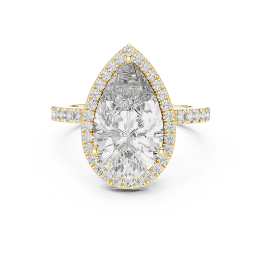 Pear Cut Diamond Halo Ring – Elegant Diamond Engagement Ring.