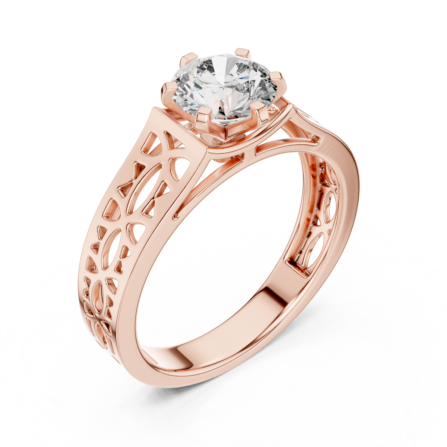 Designer Round Cut Halo Diamond Ring – Elegant Gold Ring.