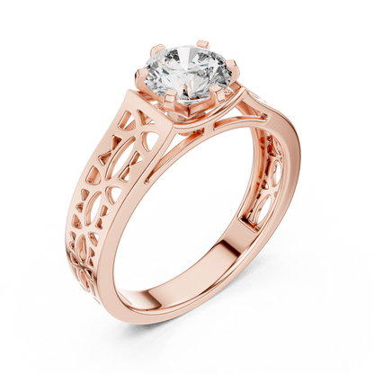 Designer Round Cut Halo Diamond Ring – Elegant Gold Ring.