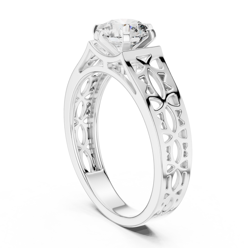 Designer Round Cut Halo Diamond Ring – Elegant Gold Ring.