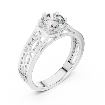 Designer Round Cut Halo Diamond Ring – Elegant Gold Ring.