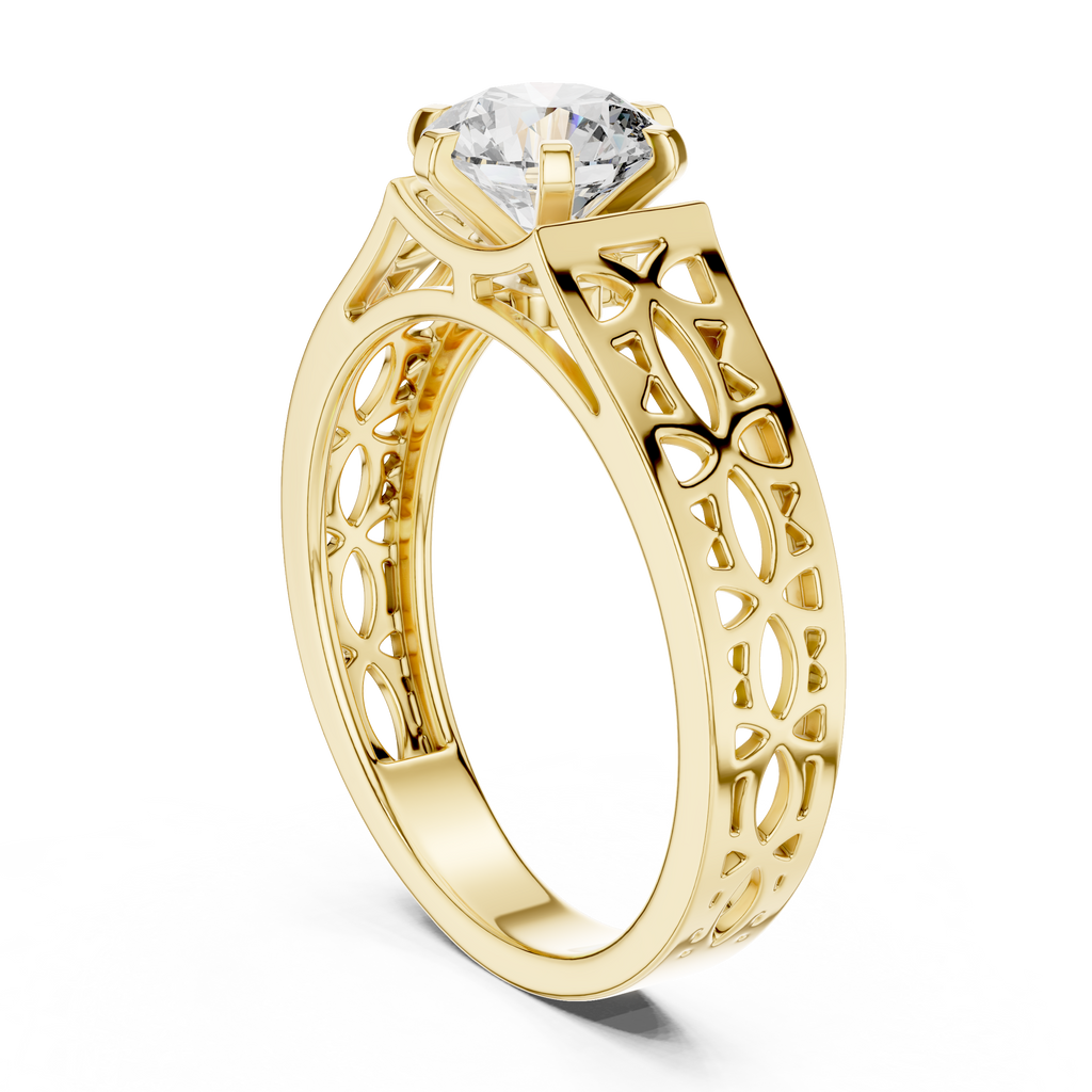 Designer Round Cut Halo Diamond Ring – Elegant Gold Ring.