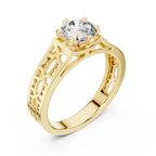 Designer Round Cut Halo Diamond Ring – Elegant Gold Ring.