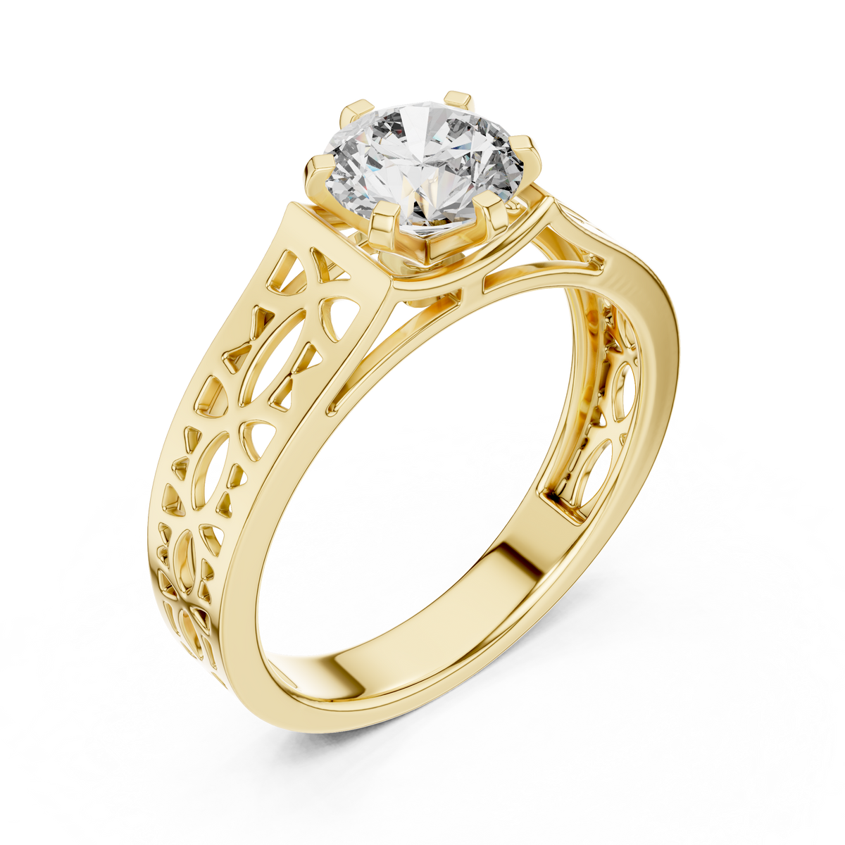 Designer Round Cut Halo Diamond Ring – Elegant Gold Ring.
