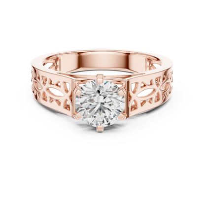 Designer Round Cut Halo Diamond Ring – Elegant Gold Ring.