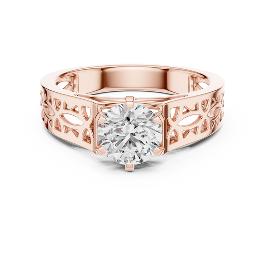 Designer Round Cut Halo Diamond Ring – Elegant Gold Ring.
