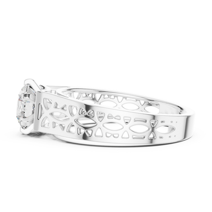 Designer Round Cut Halo Diamond Ring – Elegant Gold Ring.