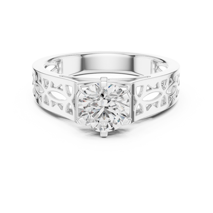Designer Round Cut Halo Diamond Ring – Elegant Gold Ring.