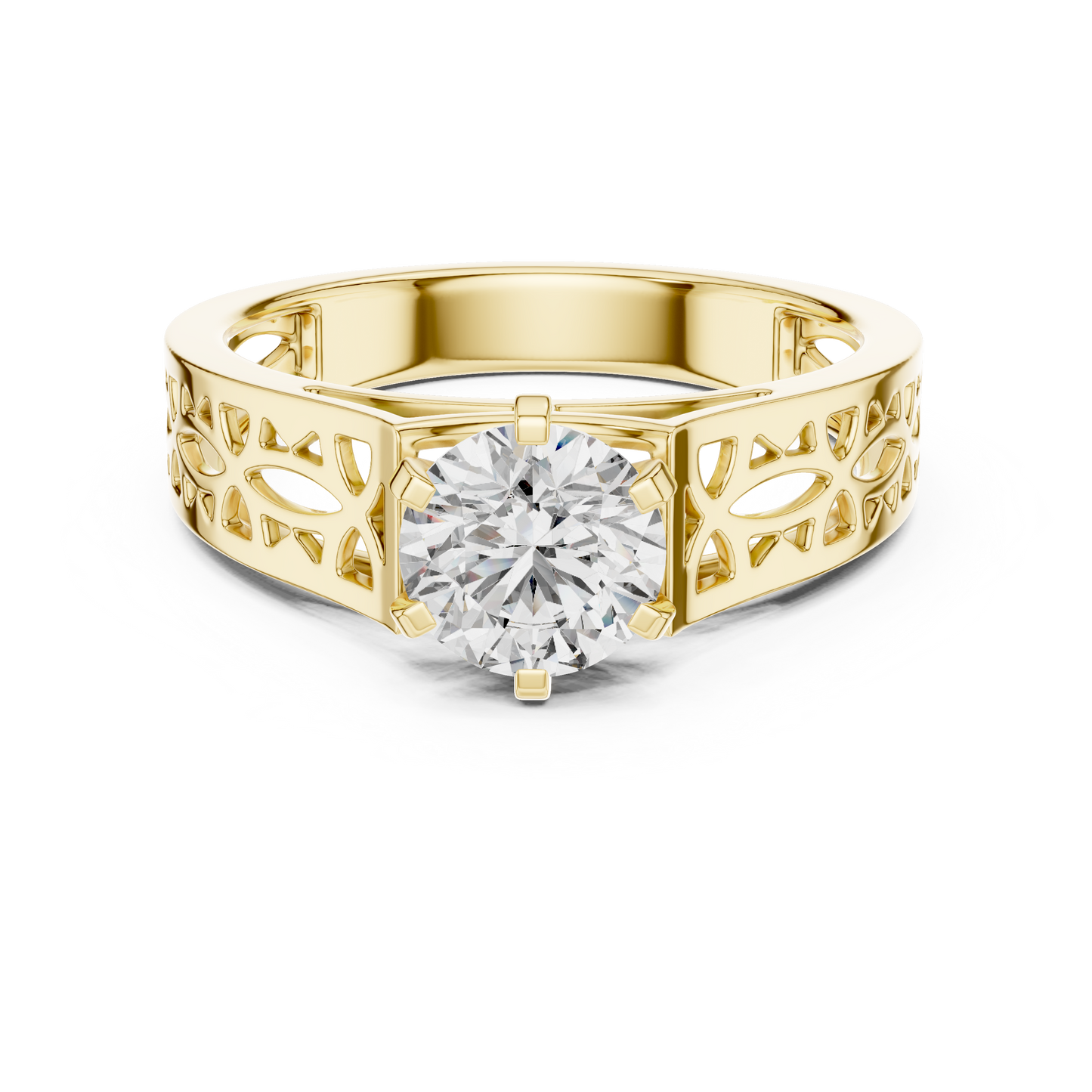Designer Round Cut Halo Diamond Ring – Elegant Gold Ring.
