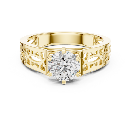 Designer Round Cut Halo Diamond Ring – Elegant Gold Ring.