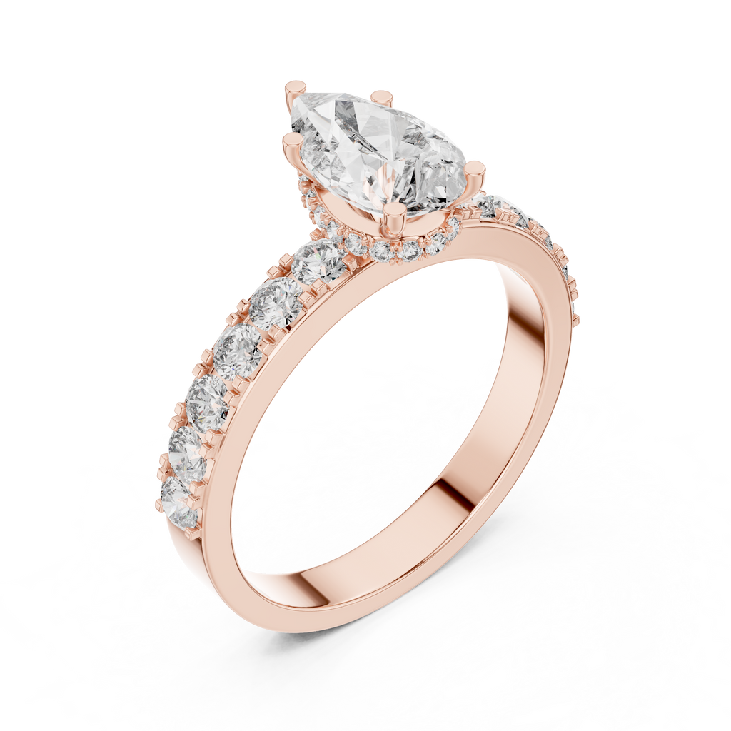 Signature Pear Cut Diamond Ring – Luxury Gold Solitaire.