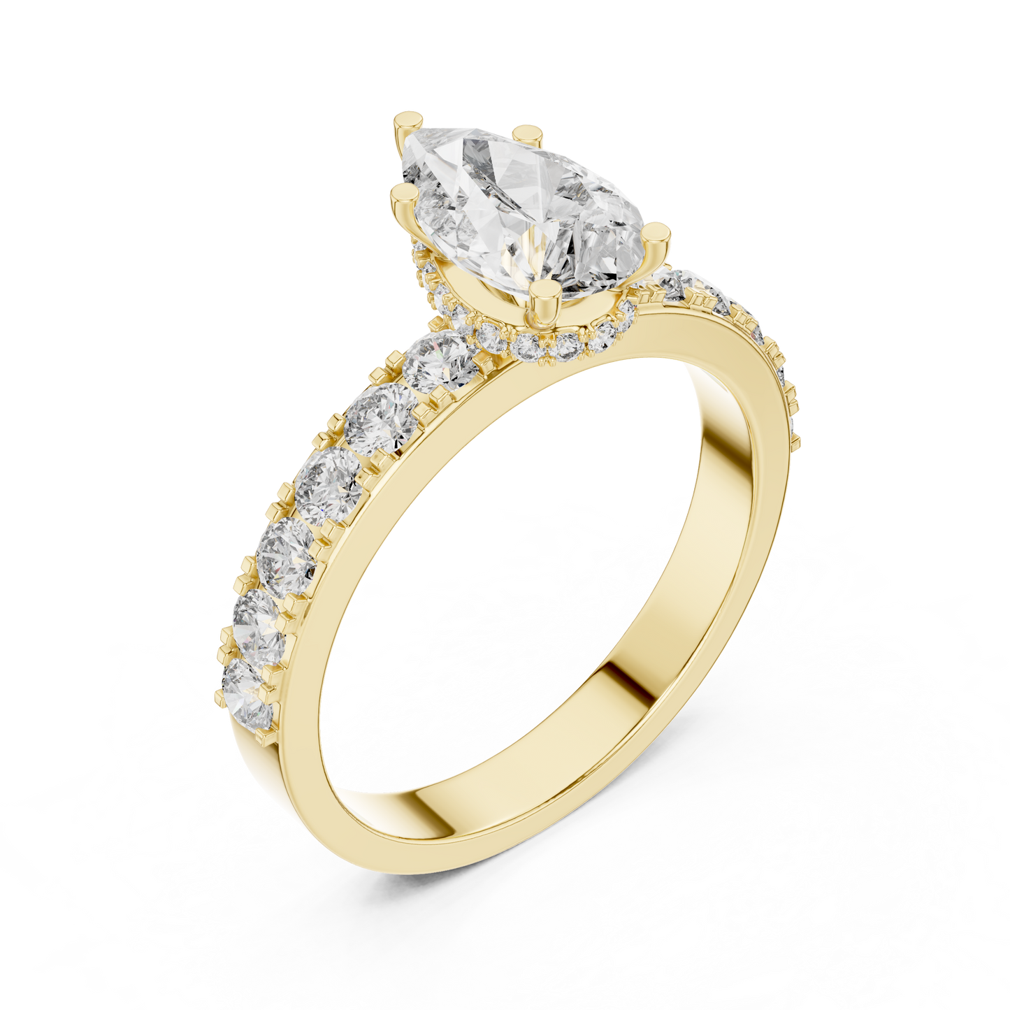 Signature Pear Cut Diamond Ring – Luxury Gold Solitaire.