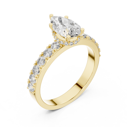 Signature Pear Cut Diamond Ring – Luxury Gold Solitaire.