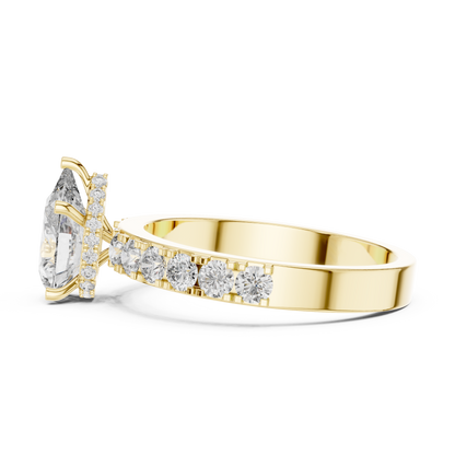 Signature Pear Cut Diamond Ring – Luxury Gold Solitaire.