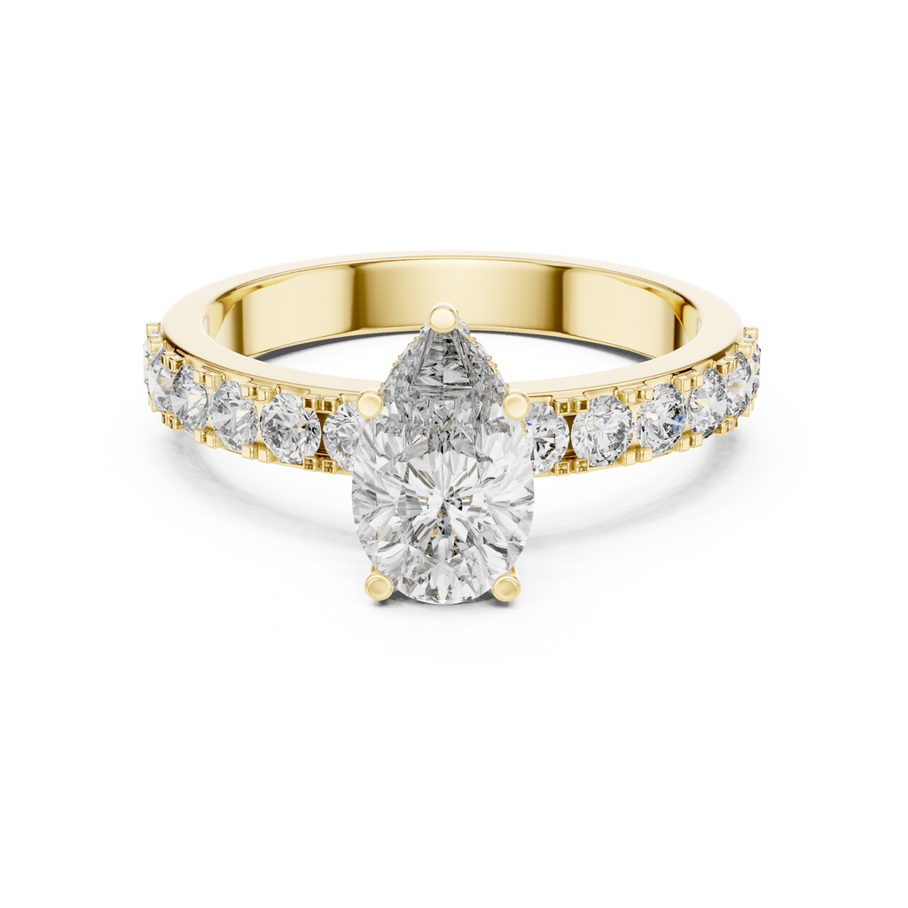 Signature Pear Cut Diamond Ring – Luxury Gold Solitaire.
