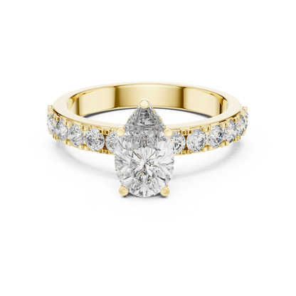 Signature Pear Cut Diamond Ring – Luxury Gold Solitaire.