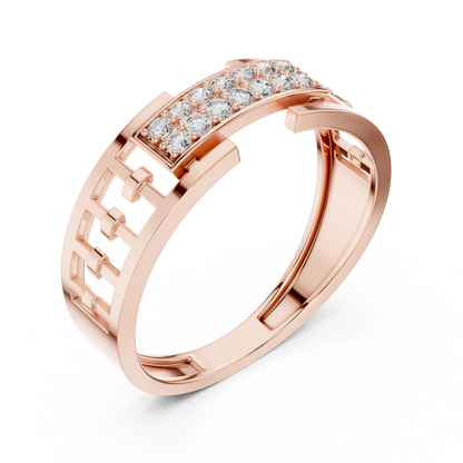 Signature Geometric Lattice Ring Diamond  Band