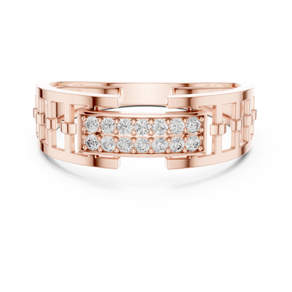 Signature Geometric Lattice Ring Diamond  Band