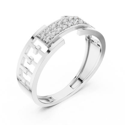 Signature Geometric Lattice Ring Diamond  Band