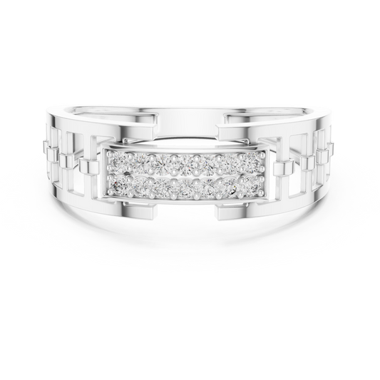 Signature Geometric Lattice Ring Diamond  Band