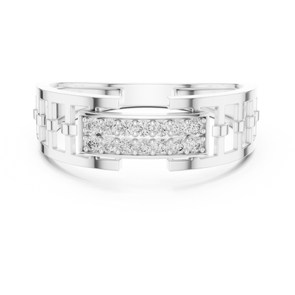 Signature Geometric Lattice Ring Diamond  Band
