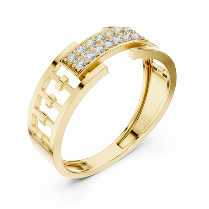 Signature Geometric Lattice Ring Diamond  Band