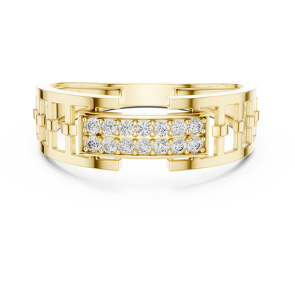Signature Geometric Lattice Ring Diamond  Band