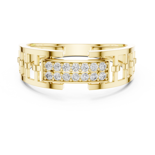 Signature Geometric Lattice Ring Diamond  Band
