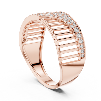 Diamond Ring – Unique Pillar Lattice Statement Band