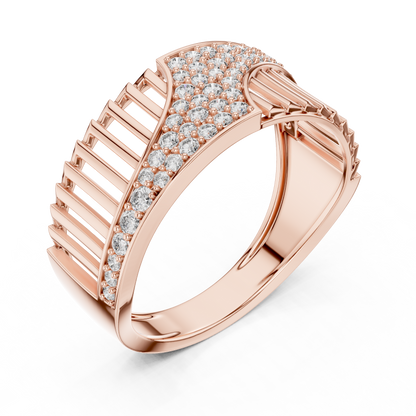Diamond Ring – Unique Pillar Lattice Statement Band
