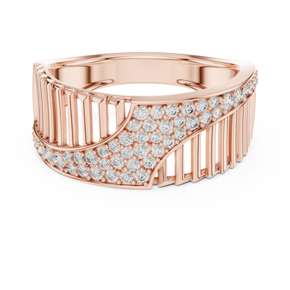 Diamond Ring – Unique Pillar Lattice Statement Band
