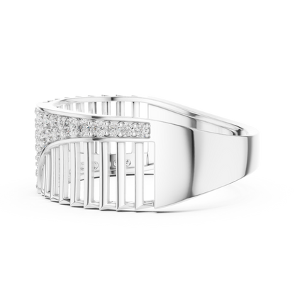 Diamond Ring – Unique Pillar Lattice Statement Band