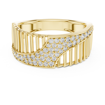 Diamond Ring – Unique Pillar Lattice Statement Band