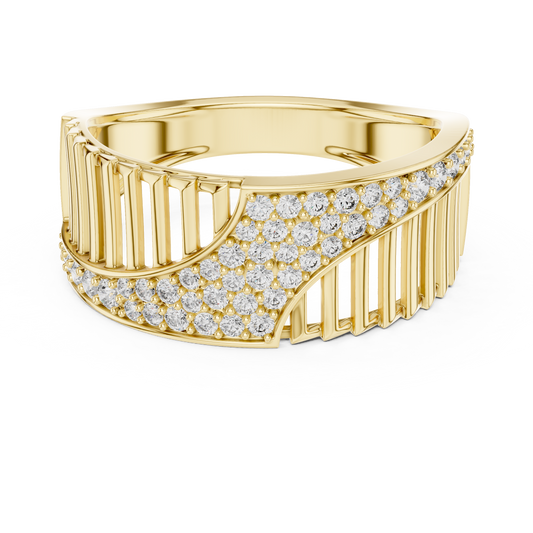 Diamond Ring – Unique Pillar Lattice Statement Band