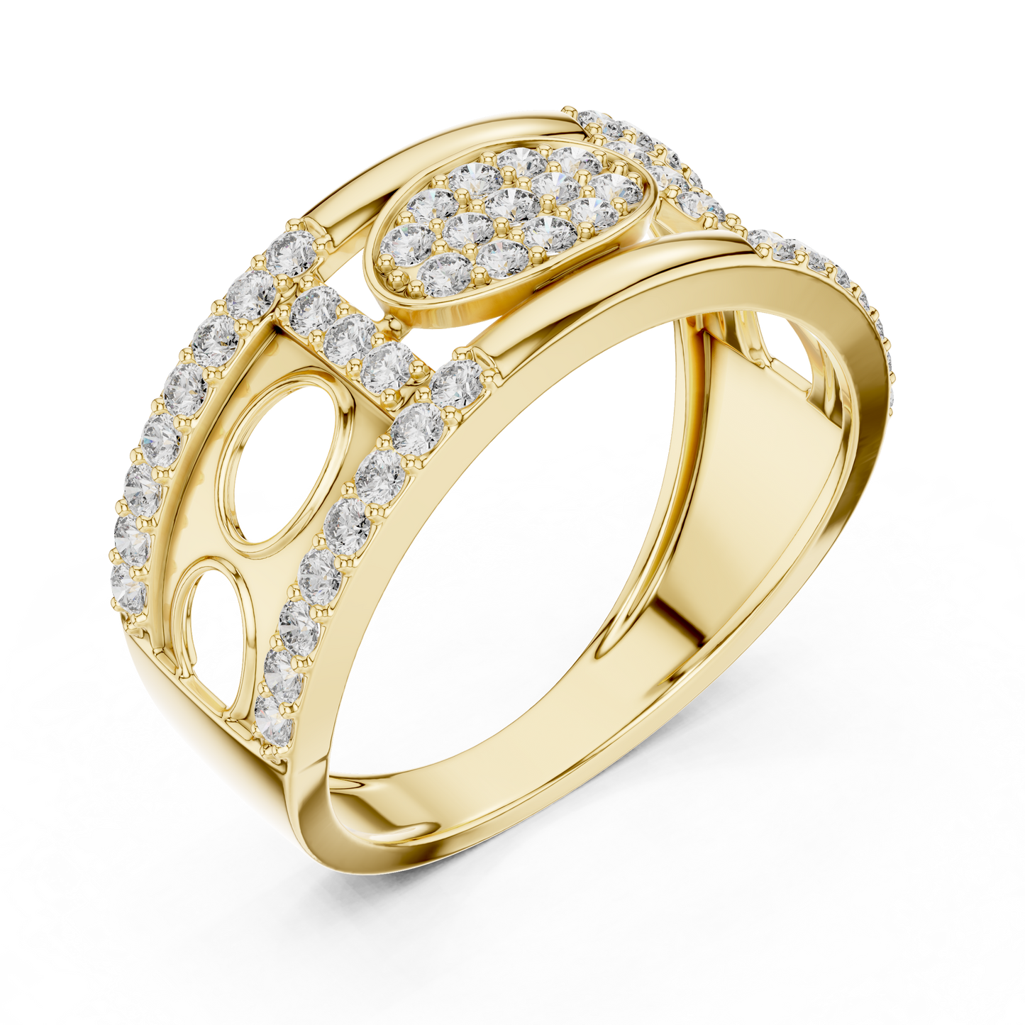 Premium Diamond Studded Gold Ring | Unique Luxury Designer Diamond Band