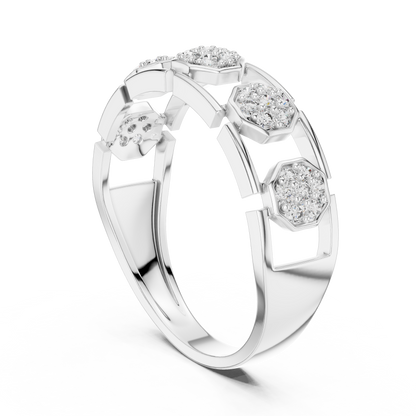 Elegant Hexagon Diamond Gold Ring | Contemporary Diamond Band