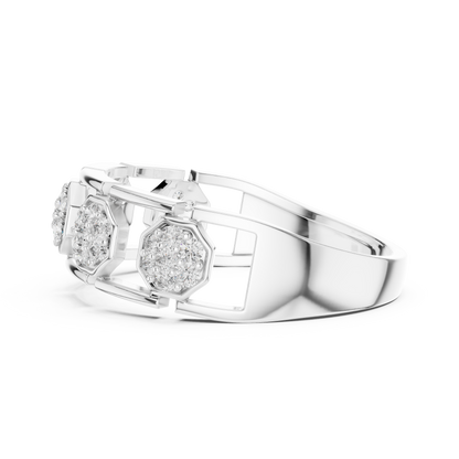 Elegant Hexagon Diamond Gold Ring | Contemporary Diamond Band