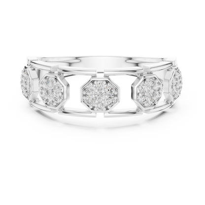 Elegant Hexagon Diamond Gold Ring | Contemporary Diamond Band