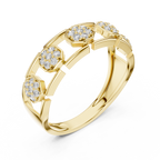 Elegant Hexagon Diamond Gold Ring | Contemporary Diamond Band