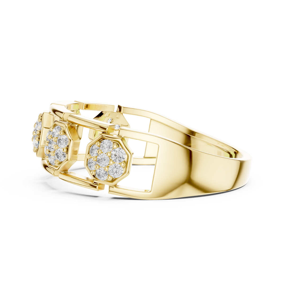 Elegant Hexagon Diamond Gold Ring | Contemporary Diamond Band