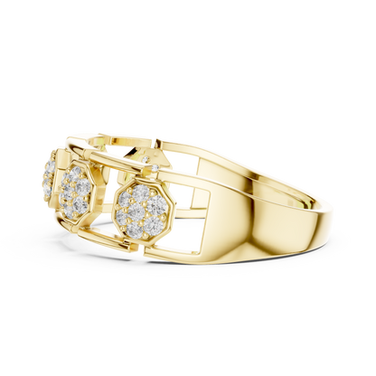 Elegant Hexagon Diamond Gold Ring | Contemporary Diamond Band