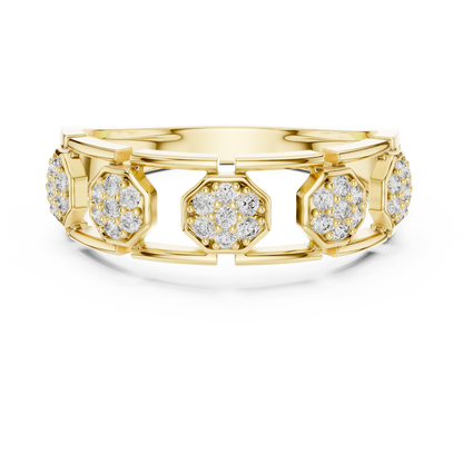 Elegant Hexagon Diamond Gold Ring | Contemporary Diamond Band
