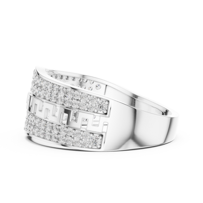 Premium Diamond Ring – Stylish Greek Pattern Gold Band