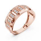 Modern Diamond Band Ring – Greek Key Design.