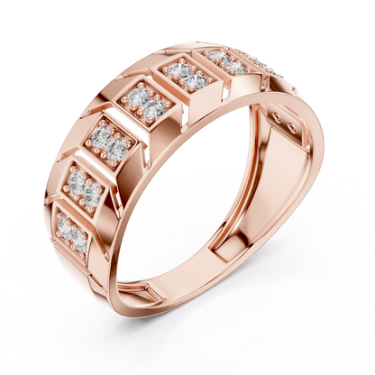 Modern Diamond Band Ring – Greek Key Design.